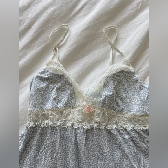 Eberjey Gray Chemise with Cream Lace - Picture 4 of 5